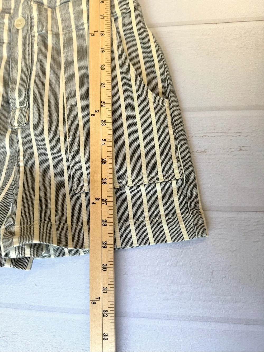 Pilcro Anthropologie Stripe Puff Sleeve Utility Romper Coastal Cottagecore 2
